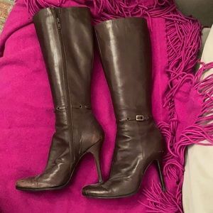 Brown Knee High Leather Boots